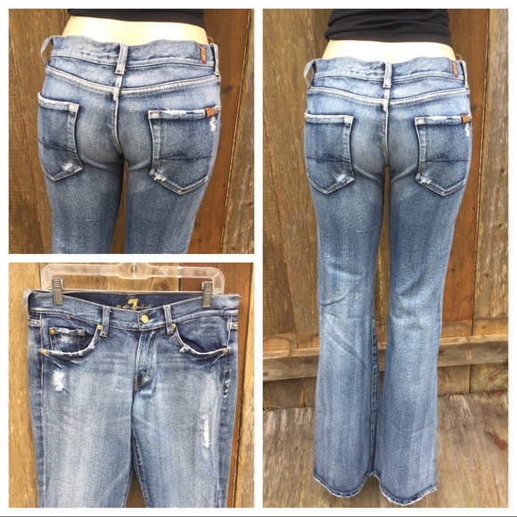 7 For All Mankind Flare Leg Distressed Sz 29 - Picture 1 of 6